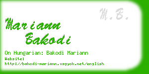 mariann bakodi business card